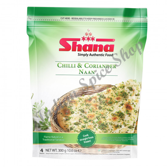 Shana Chilli And Coriander Naan 4 Pieces 300g Shana Chilli And Coriander Naan 4 Pieces 300g
