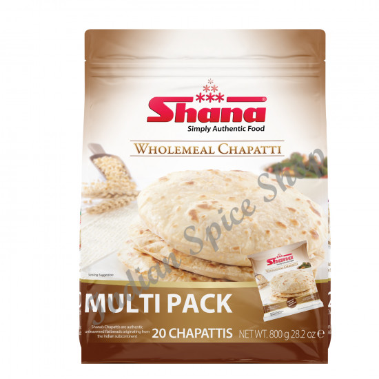 Shana Wholemeal Chapatti Multipack 20 Pieces 800g Shana Wholemeal Chapatti Multipack 20 Pieces 800g